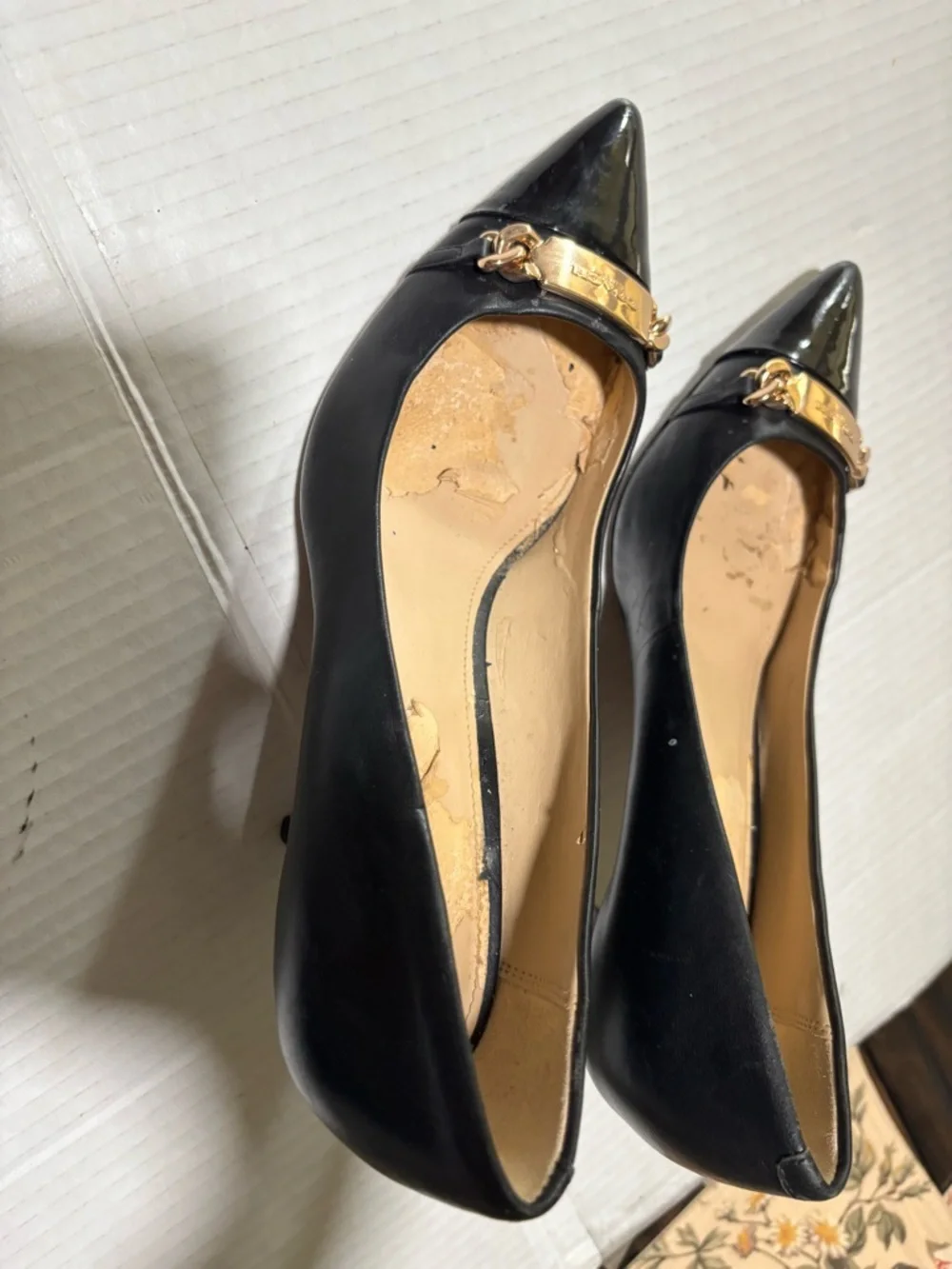 Coach Black Leather Mid-Heel Pump with Gold Horsebit - Picture 12 of 14